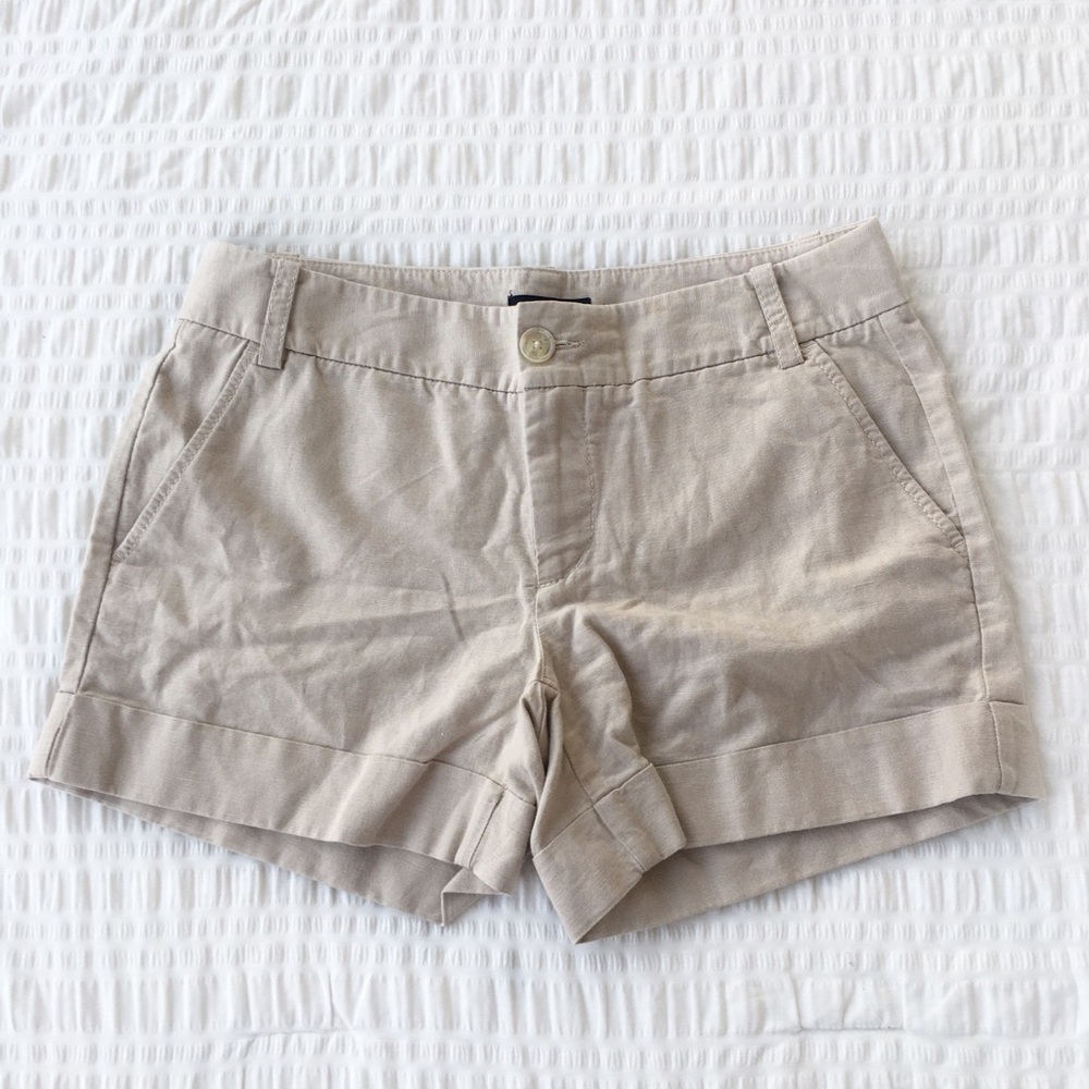 Express Linen Blend Khaki Shorts 8 NWT